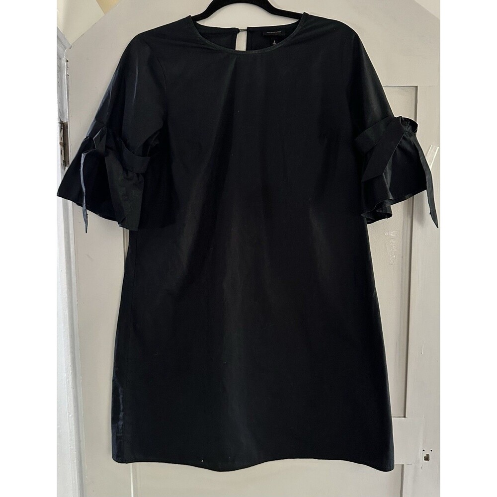 Who What Wear Black Midi Shirt Dress Bell Sleeve W/Bows Whimsygoth Cottage Sz S